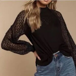 Free People Sweetest Thing Thermal Top Black Size XS